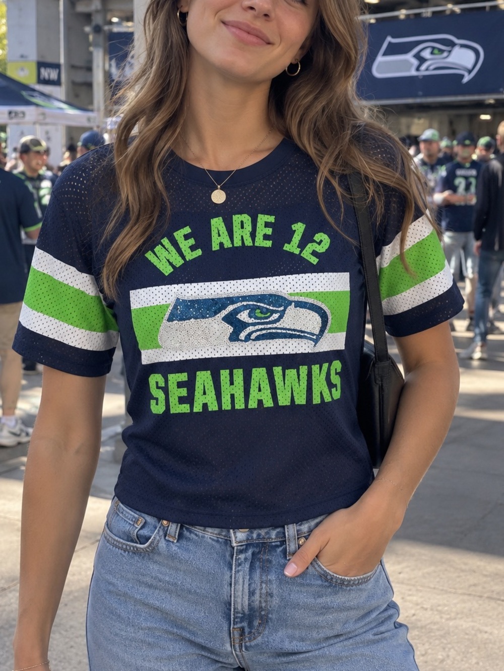 VS PINK NFL Seattle Seahawks We Are 12 Mesh Jersey Tee XS